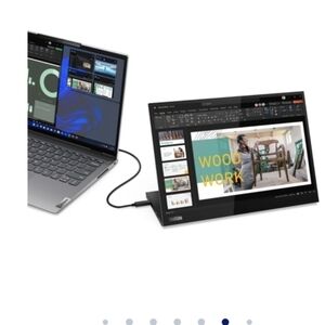 Lenovo 14' Portable Monitor Gray & Red Tablet Sleeve - Protective Carrying Case